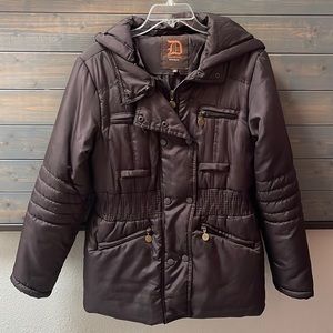 Dollhouse Women's Puffer Jacket - Dark Brown